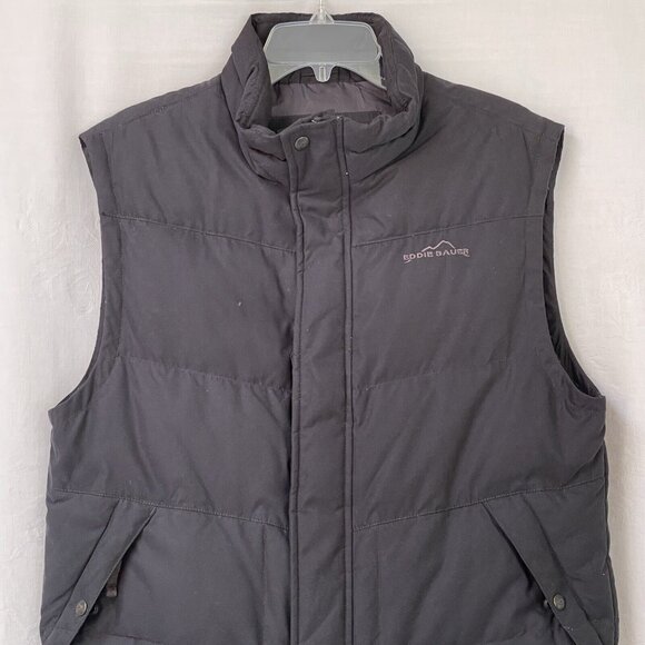 Eddie Bauer EB550 Fill Puffer Goose Down Vest Womens Medium Black Outdoor Casual - Picture 2 of 11
